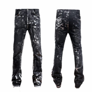 Japanese Slim Silver Foil Denim